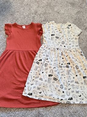 Lot of 2 girls summer spring casual pocket dress dresses sz large 10/12 clothes